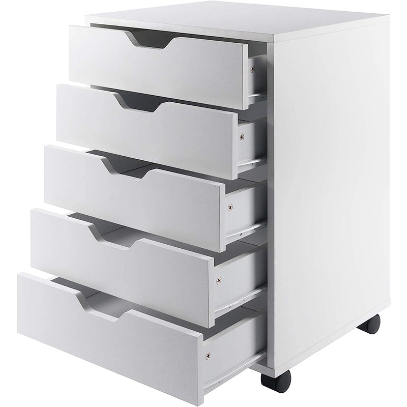 5 Drawer Storage Cabinet - Mobile Filing Cabinet & Bedside Table with Wheels