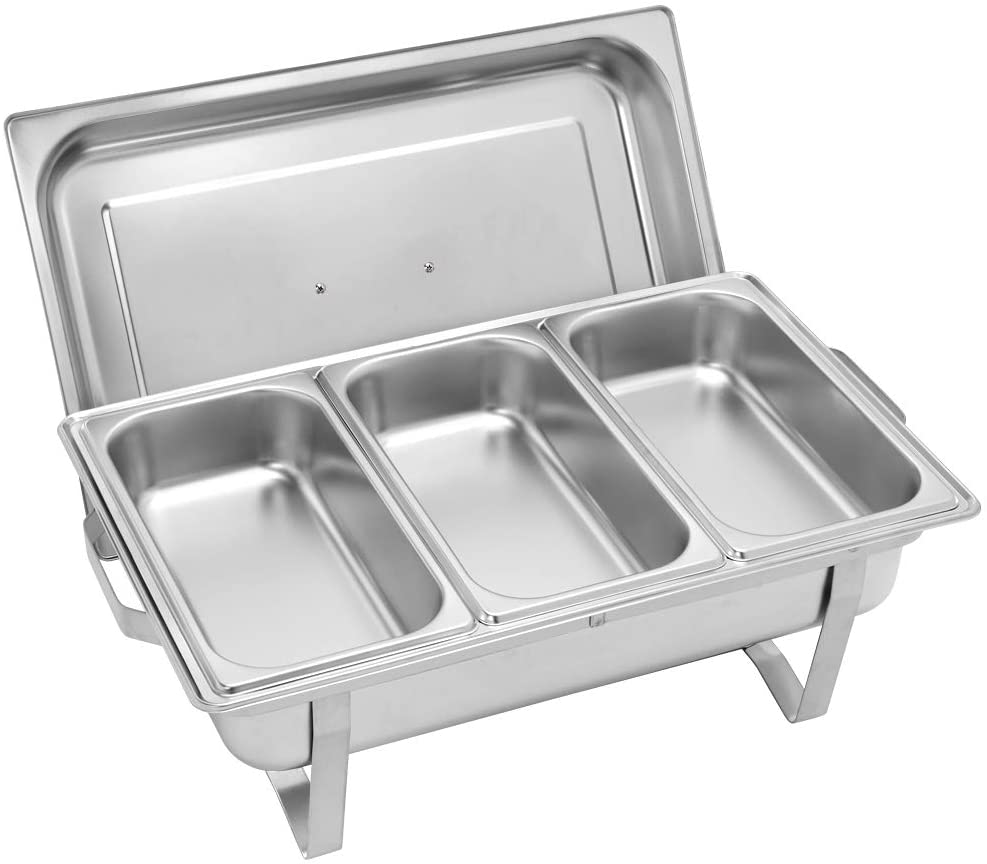 11L Stainless Steel Chafing Dish - 3-Pan Buffet Food Warmer