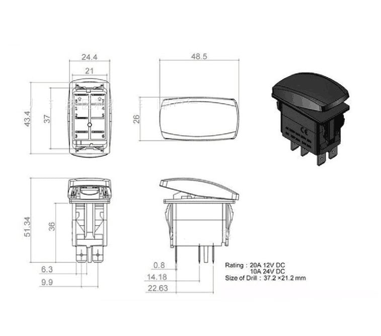 LED Work Light Switch Wiring Harness 40A Relay Fuse Kit 12V Led Bar Rocker Switch Wiring Harness for Ship Yacht RV, Connect 1 Light