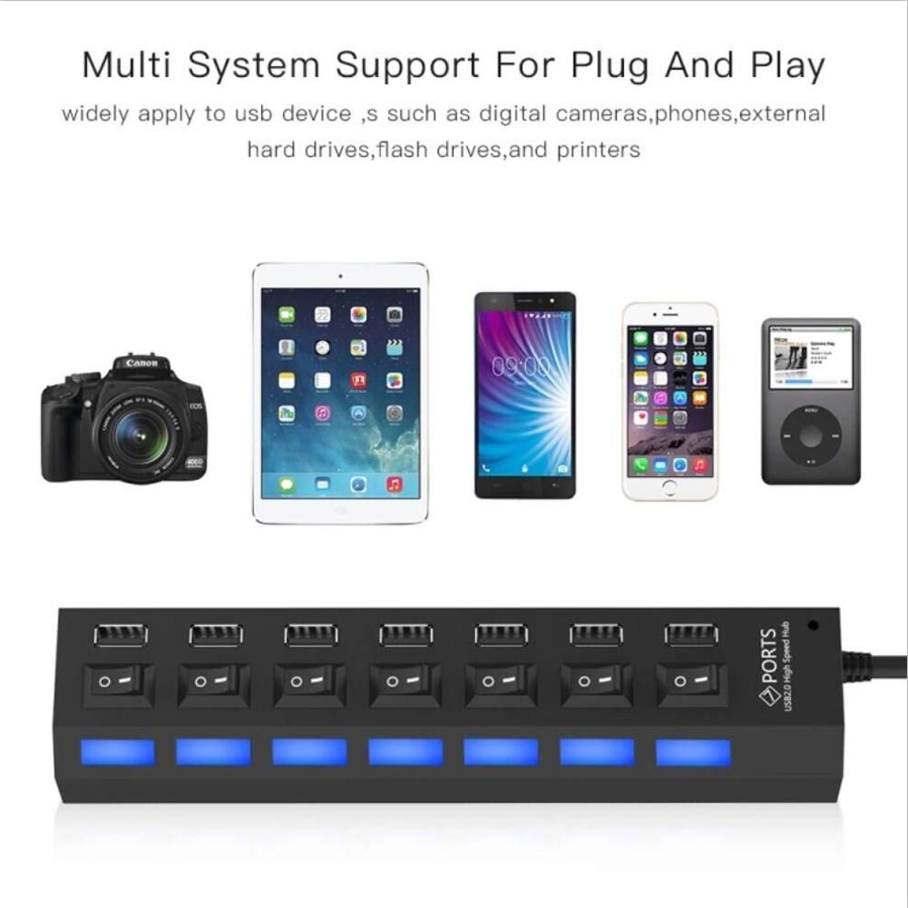 7-Port USB Hub - High-Speed 7-Port USB Hub with Protection