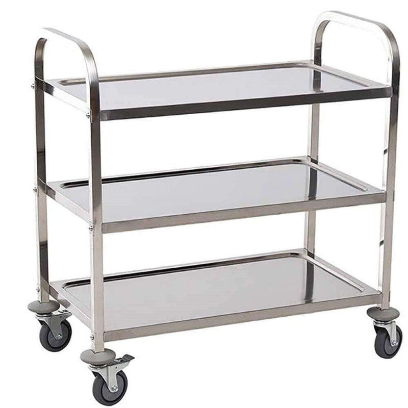3-Tier Stainless Steel Kitchen Trolley - Durable Storage Cart for Kitchen, Hotel, and Medical Use