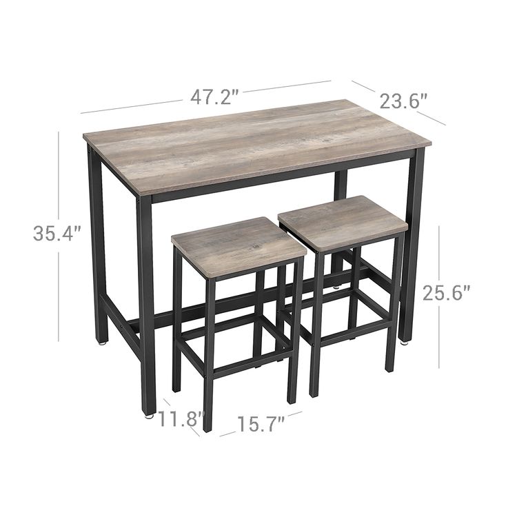 Modern Bar Table Stool Set Greige & Black VASAGLE