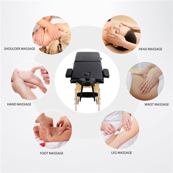 Massage Table 2 Sections Portable - Beech Frame Massage Table for Spa