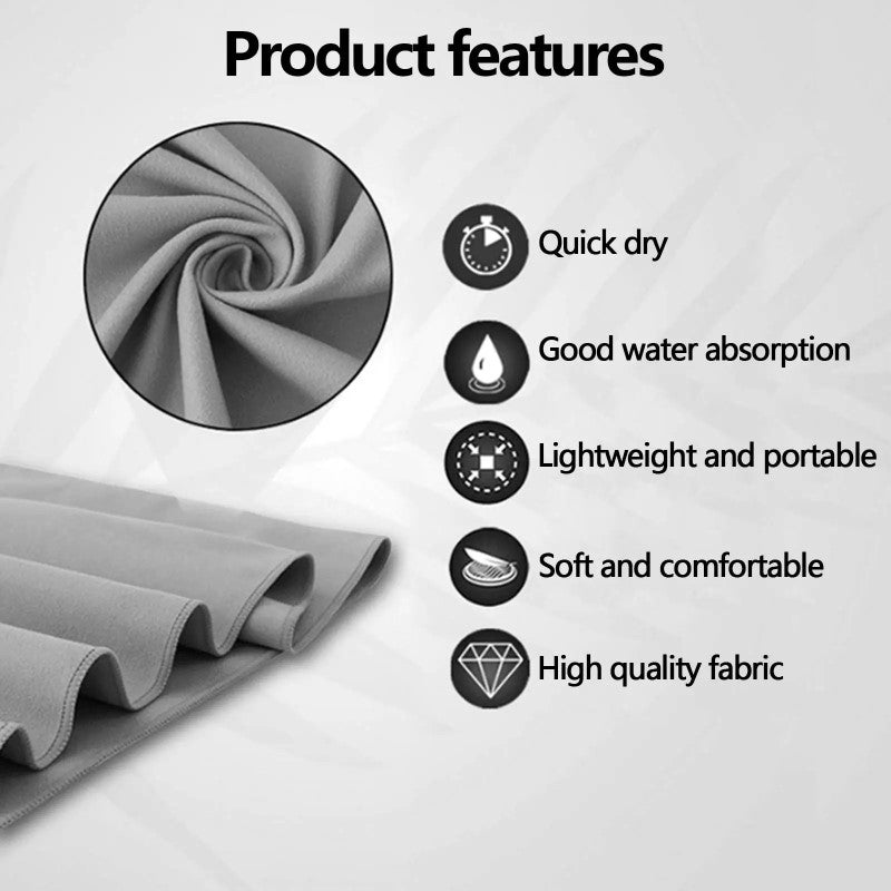 Microfiber Towel Perfect Travel Sports Beach Towel Grey