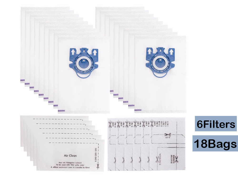 Replacement Miele Vacuum Bags for Miele 3D GN Efficiency Bags – 18 Bags + 6 Filters