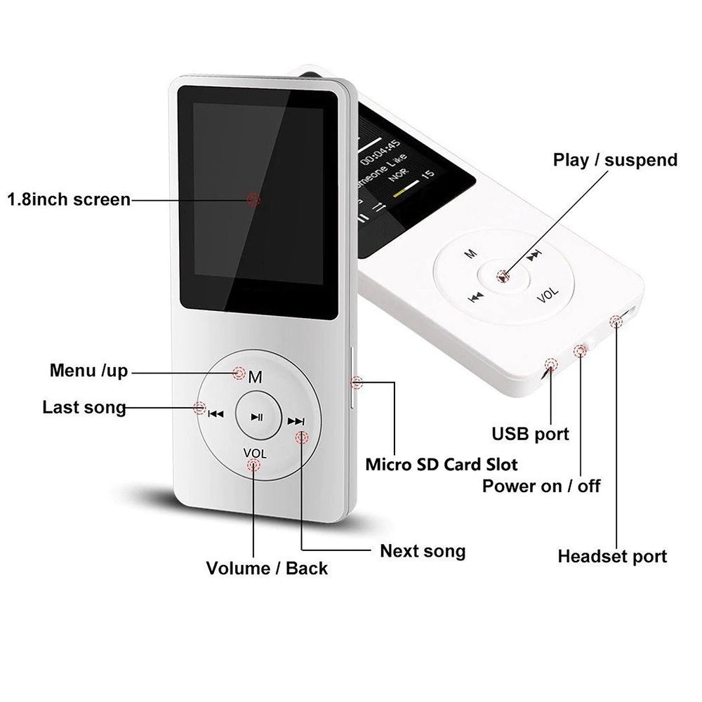 MP3 Music Player 201 Fashion Portable MP3 Player with LCD Screen, FM Radio, Video Games, and Movies – Ultra-Thin Design