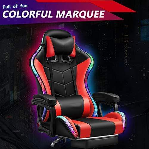 Gaming Chair with RGB Lights – Ergonomic Gaming Chair with Footrest & Speakers
