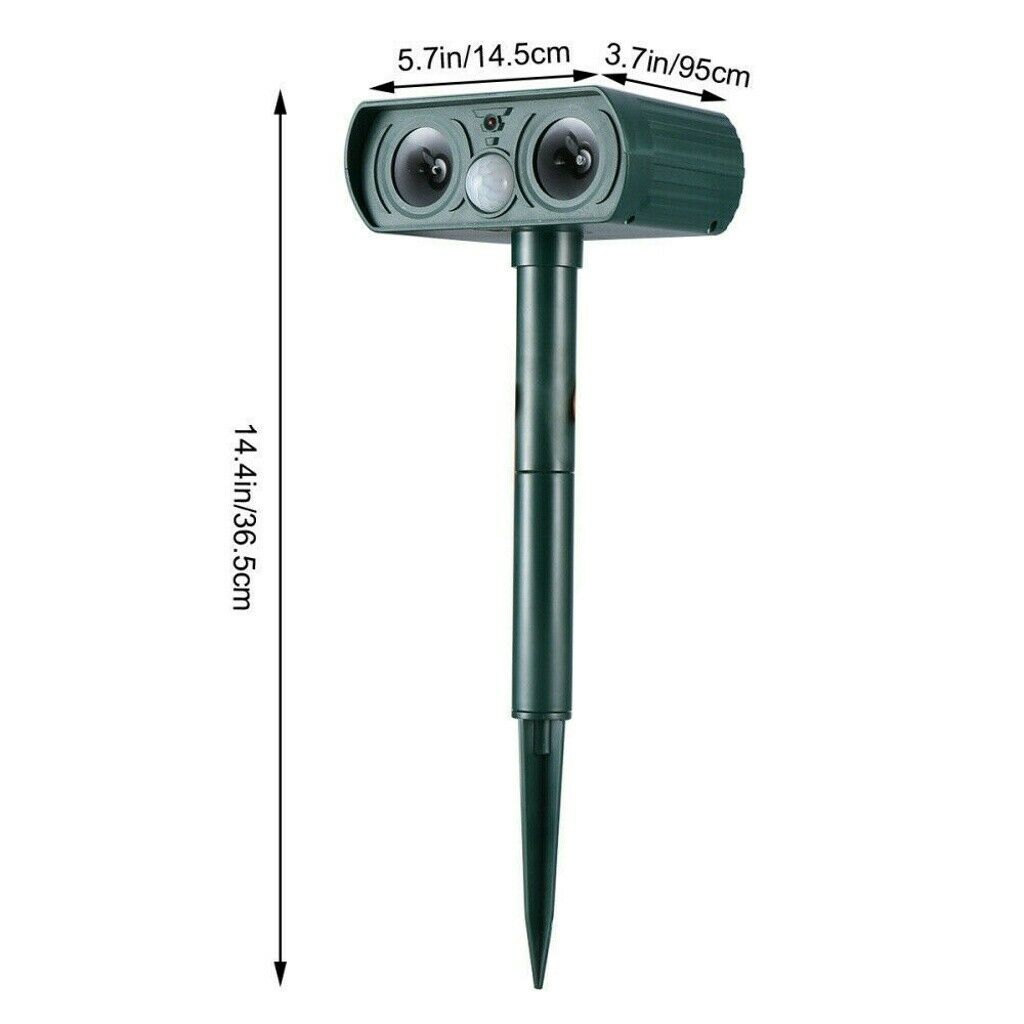 Ultrasonic Solar Powered Insect Animal Repeller PIR Dog Cat Scarer