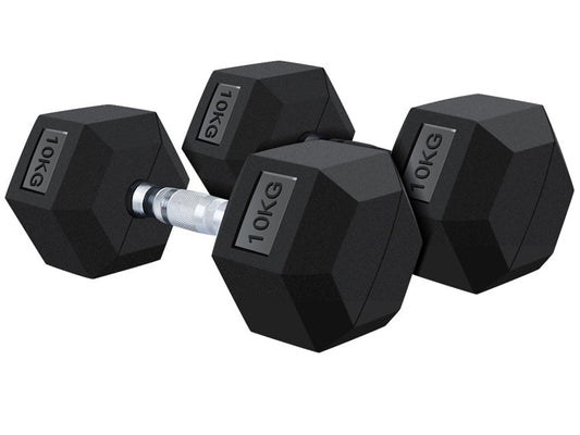 10KG Rubber Hex Dumbbell Gym Weight