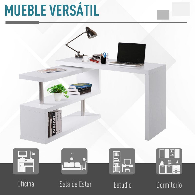 L-Shaped 360° Rotating Corner Desk - Versatile & Stylish Computer Table with Shelves for Home Office