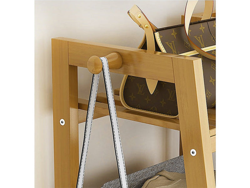 Clothes Rack Coat Garment Stand - Bamboo Rail Hanger