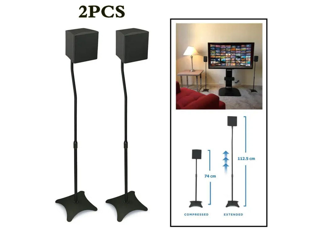 Speaker Stands for Home Theater 5.1 Channel Surround Sound System – Adjustable Mounts for Satellite Speakers (Black)