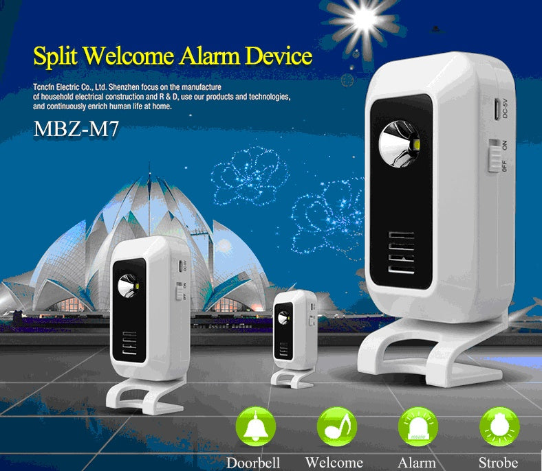 Voice Induction Home Door Bell - Safety Transmitter Receiver, Wireless Music Motion Sensor, Guest Welcome Split Entry Sensor for Home, Hotel, Office