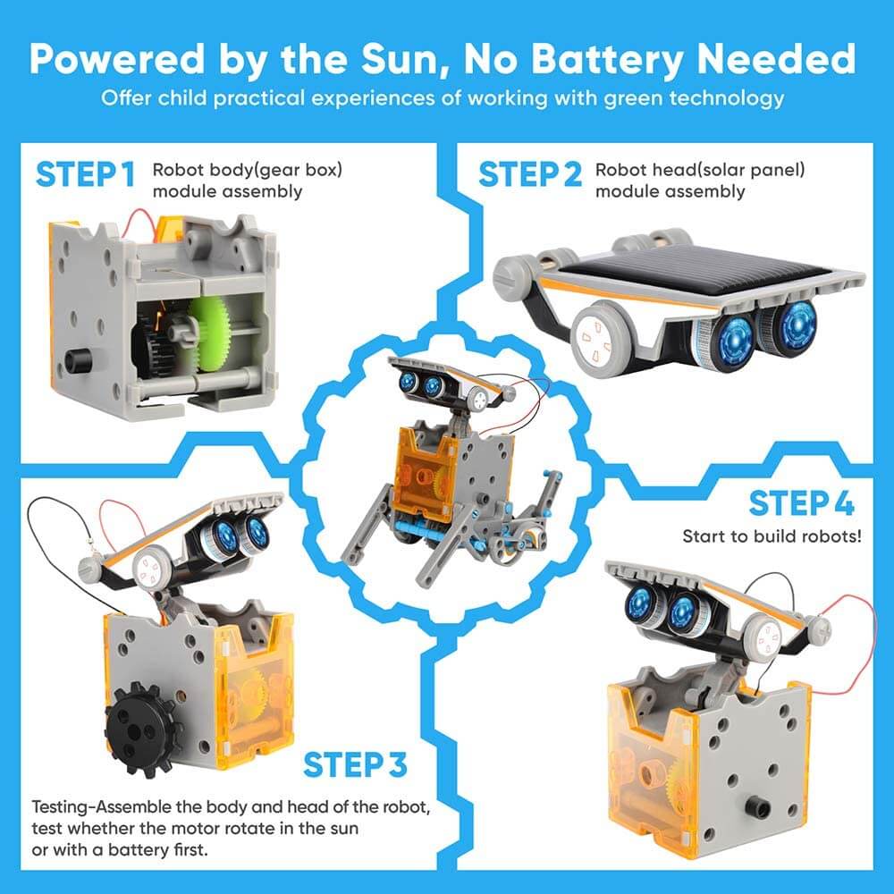 Solar Robot Kit, 12 In 1 Solar Educational Robot Kit