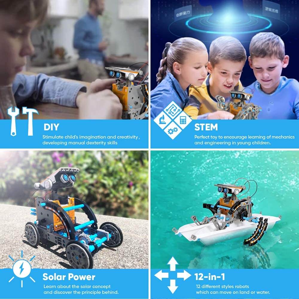 Solar Robot Kit, 12 In 1 Solar Educational Robot Kit