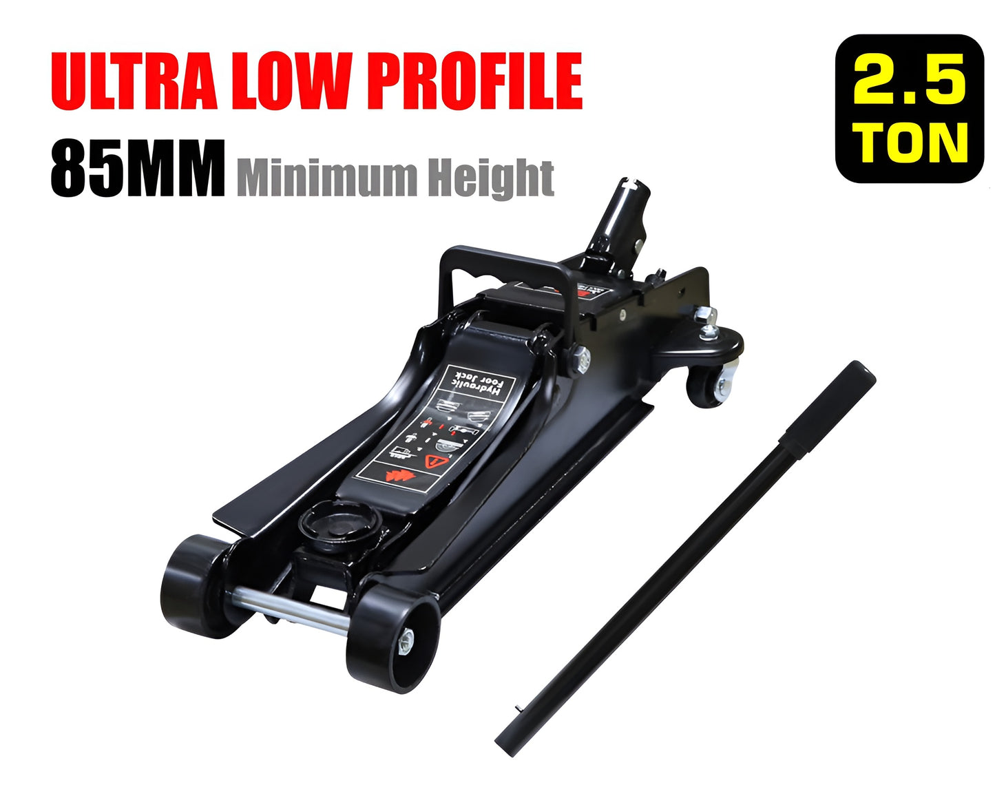 2.5Ton/5511lbs Heavy Duty Low Profile Hydraulic Car Trolley Black Floor Jack