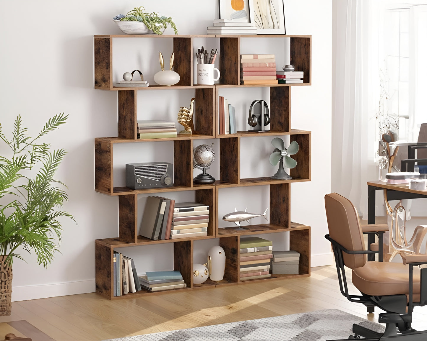 Cura Bookcase S Shaped Storage Display Shelf Modern Bookshelf