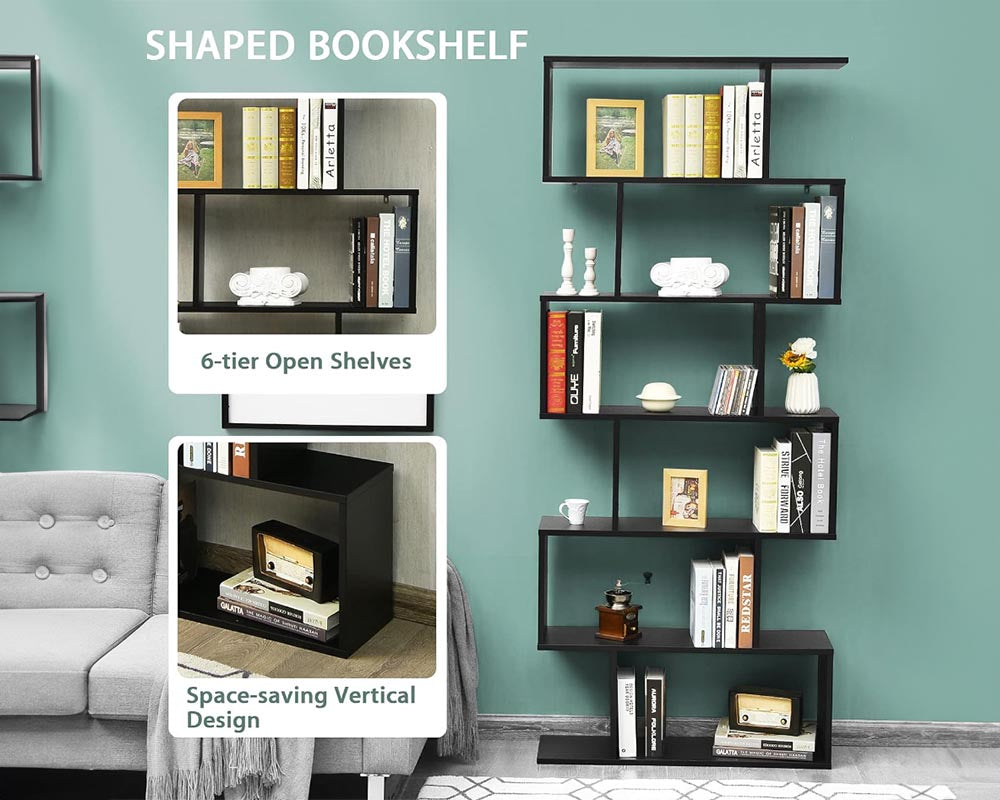 CURA 6-Tier Bookshelf – Space-Saving & Multi-Functional Storage Solution