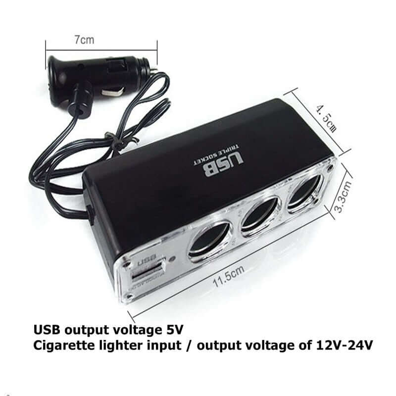 Cigarette Lighter Socket Car Charger Splitter with 1 USB Port, 12-24V Car Auto Power Adapter