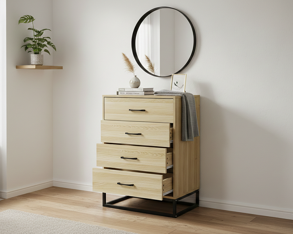 Tallboy Dresser 4 Chest Of Drawers Storage Cabinet