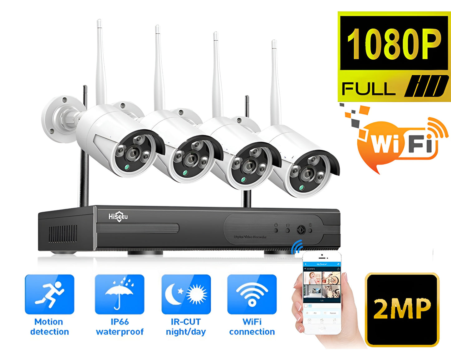 Wireless Security Camera system with 4 Cameras