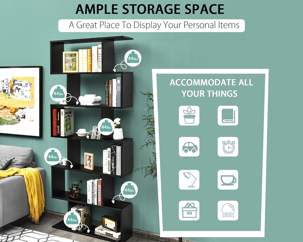 CURA 6-Tier Bookshelf – Space-Saving & Multi-Functional Storage Solution