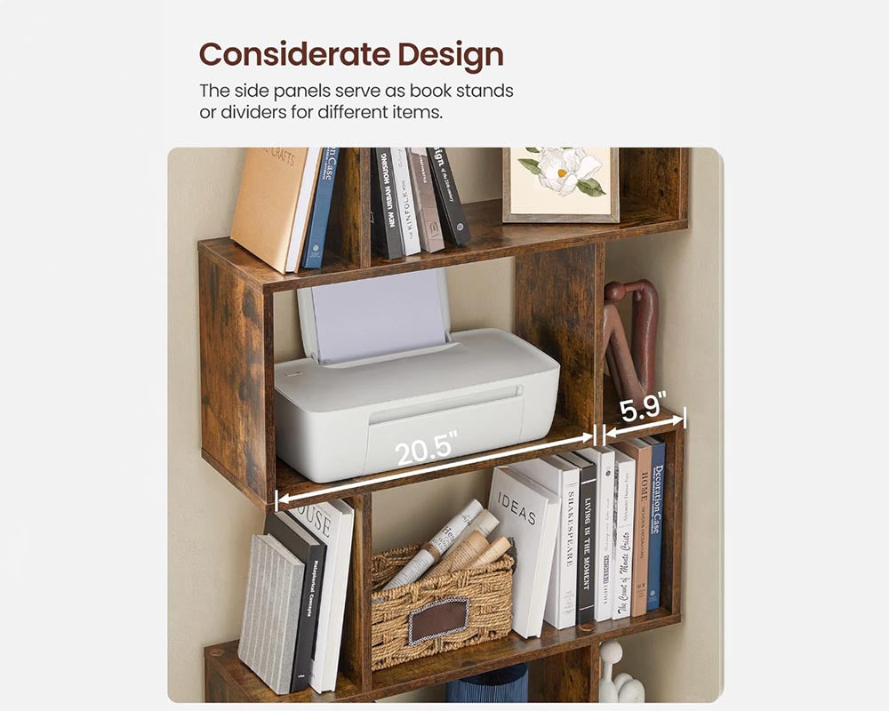 CURA 6 Tier Bookshelf Space Saving & Multi Functional Storage Solution