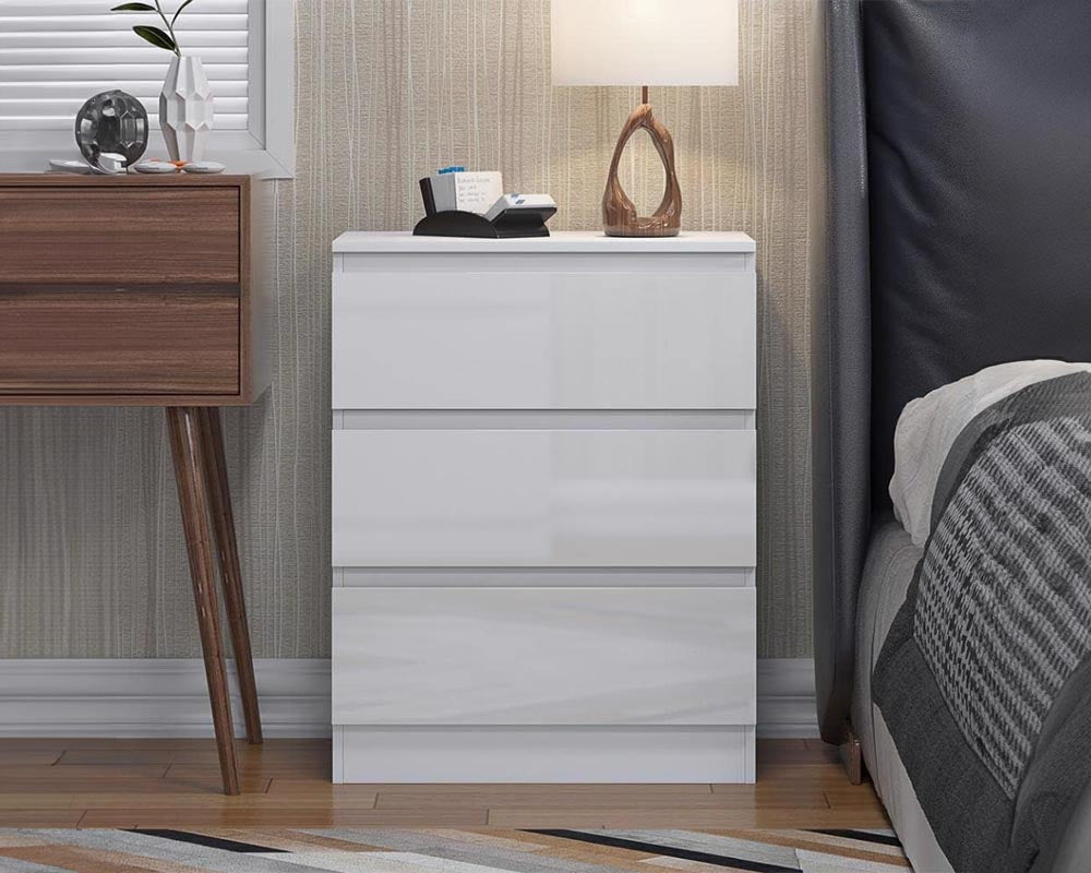 CURA 3-Drawer Bedside Table – Modern Storage Chest