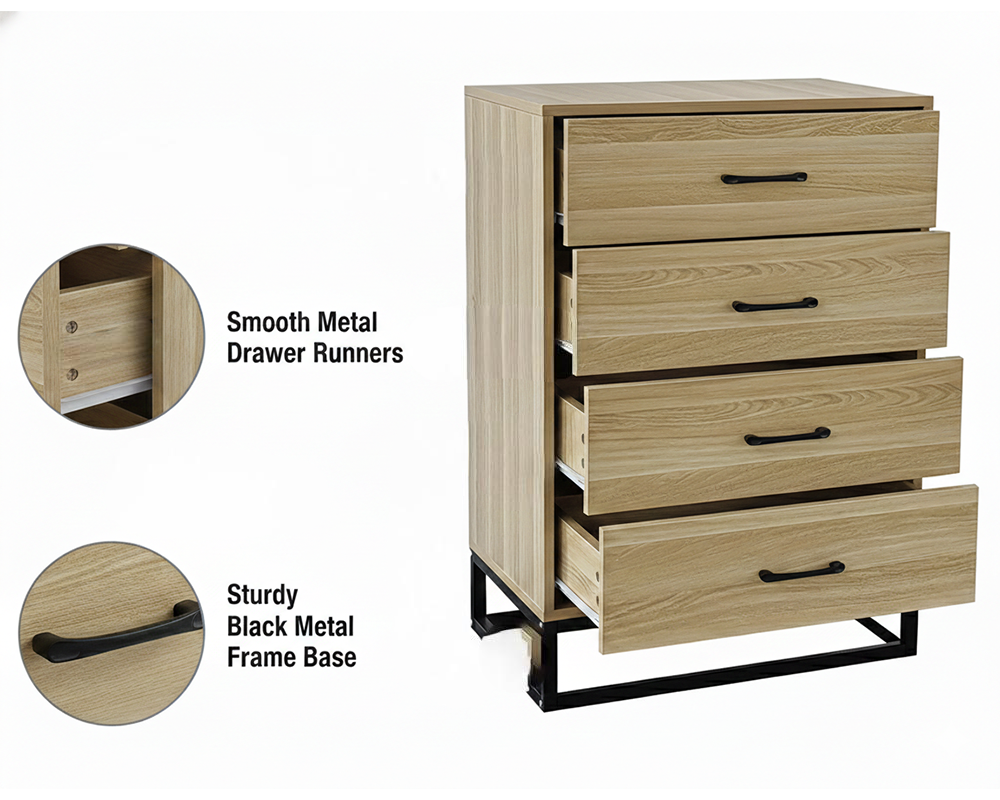 Tallboy Dresser 4 Chest Of Drawers Storage Cabinet