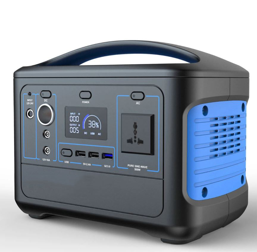 Portable Outdoor Power Station Battery Generator 220-230V 568Wh/153600mAh Camping Solar Generator Emergency Energy Supply LCD Display for Outdoor Camping - Blue