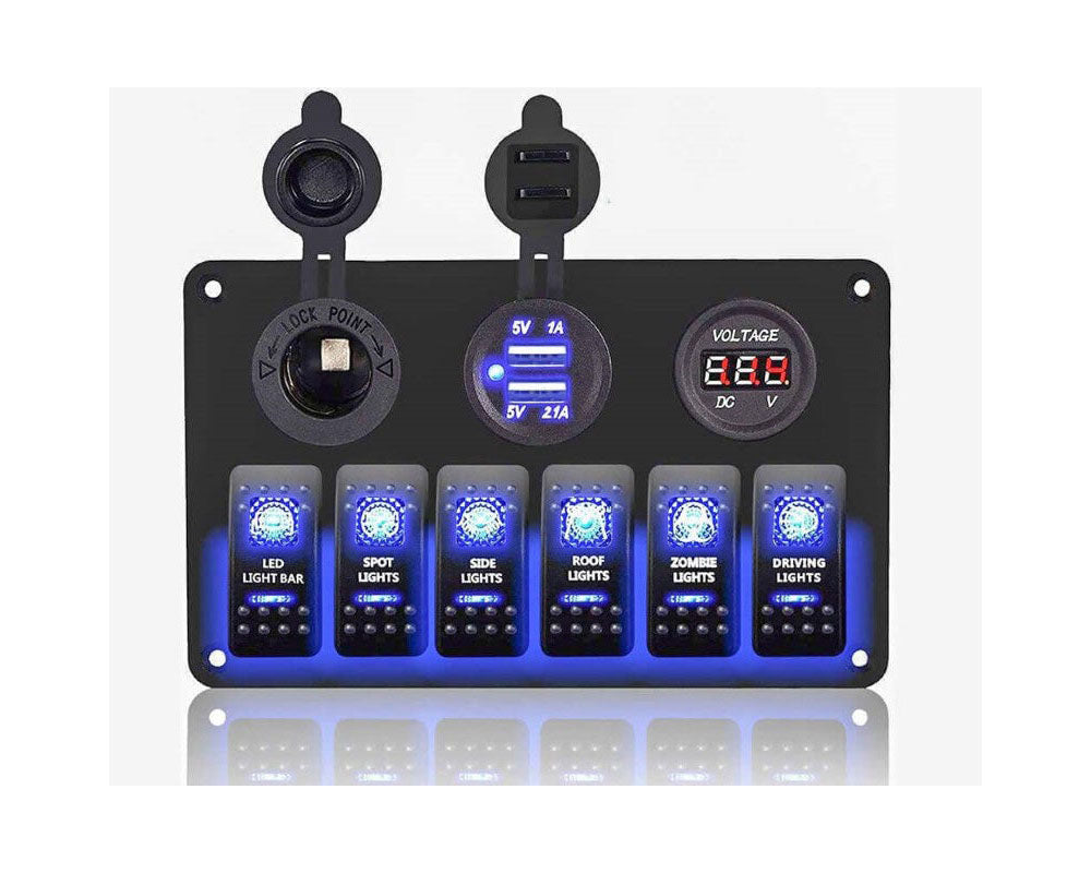 LED Rocker Switch Panel 6 way LED Rocker Switch Dual USB