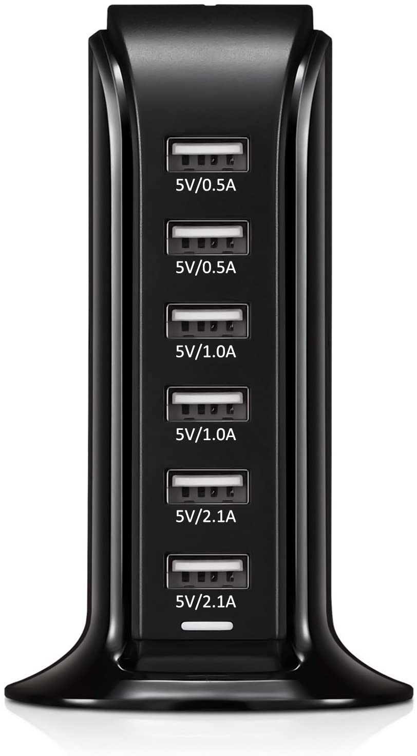 USB Charger 6 USB Tower 30W Multi 6-Port Desktop Travel Hub Usb Charger Block Tower Charging Station Power Adapter