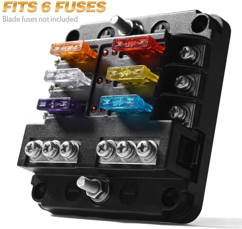 6 Circuit Negative Bus Blade Fuse Block