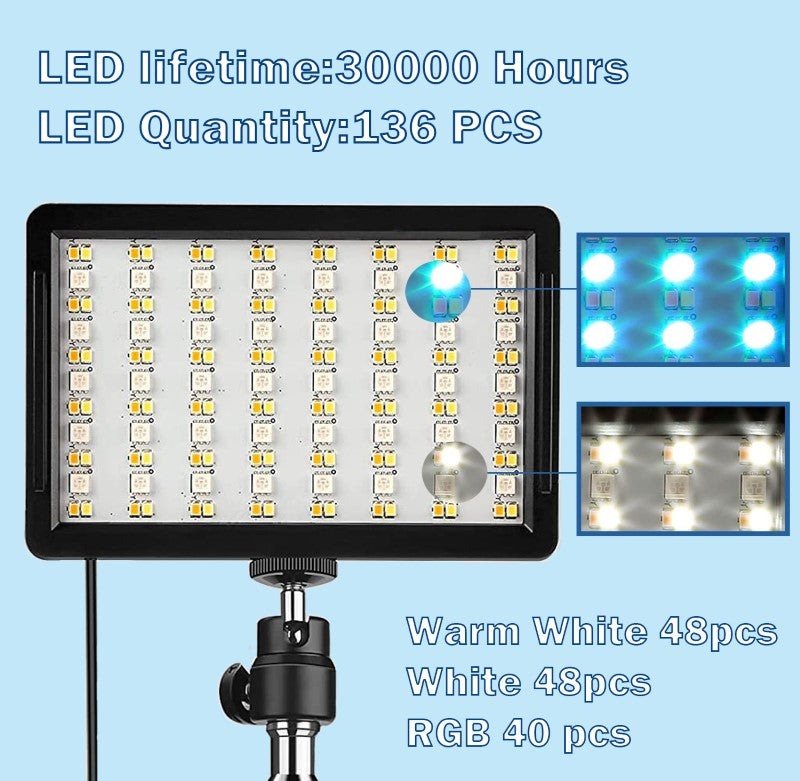 3Pcs 70 LED Video Light with Tripod Stand 1.2M