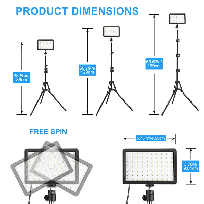 3Pcs 70 LED Video Light with Tripod Stand 1.2M