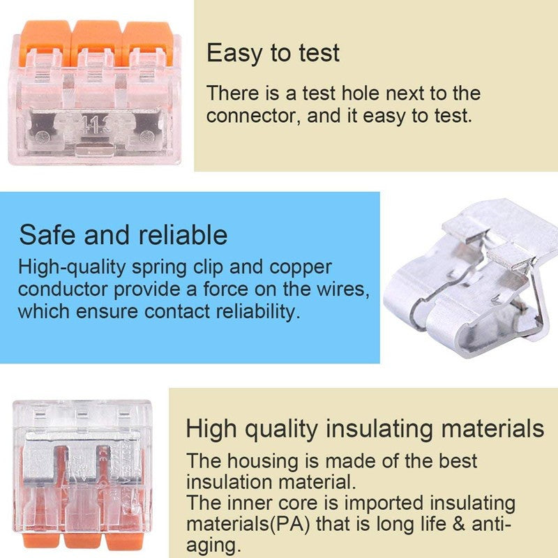 75pcs Electrical Connectors Wire Block Clamp Terminal Cable - Reusable Mini Quick Wire Terminal Connector