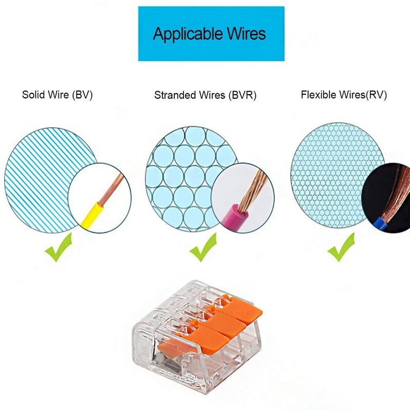 75pcs Electrical Connectors Wire Block Clamp Terminal Cable - Reusable Mini Quick Wire Terminal Connector