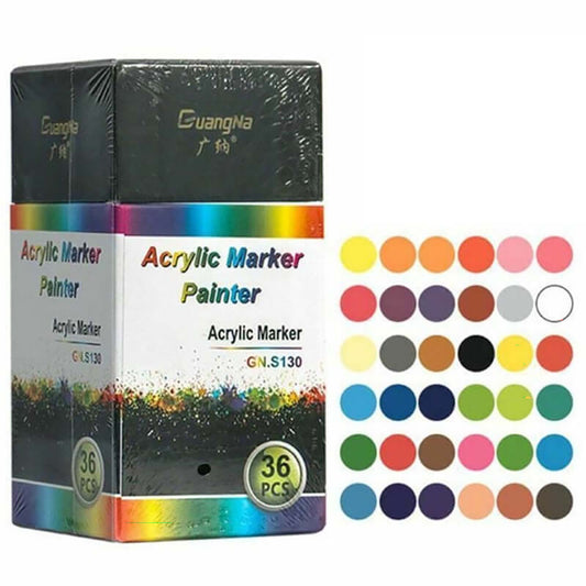 Acrylic Paint Pens 36 Colours - 0.7mm Fine Tip Paint Marker Set for Art Craft