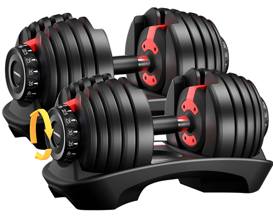 Adjustable Dumbbells Pair 24KG – Black Red Adjustable Home Gym Weights