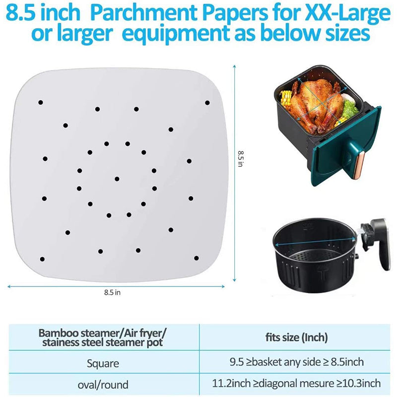 Air Fryer Liners 200pcs 23cm Non-Stick Parchment Paper Sheets