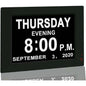 Digital Calendar Alarm Day Clock - 7” Screen Display, AM/PM, 5 Alarms, for Extra Impaired Vision People, The Aged Seniors, The Dementia, Wall Mounted, Black