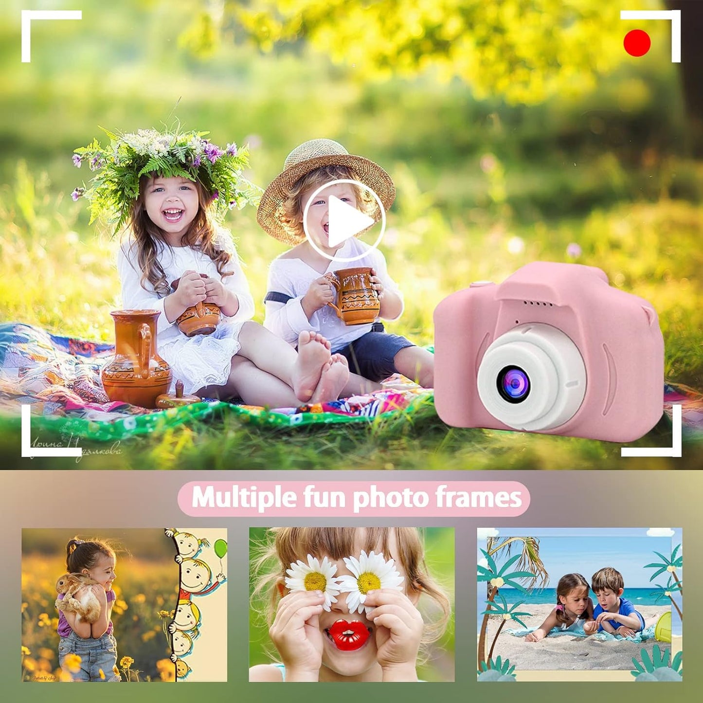 Kids Camera for Girls – Pink Selfie Camera with 8X Zoom and 18MP Photo Resolution | Best Gift for Ages 3-8