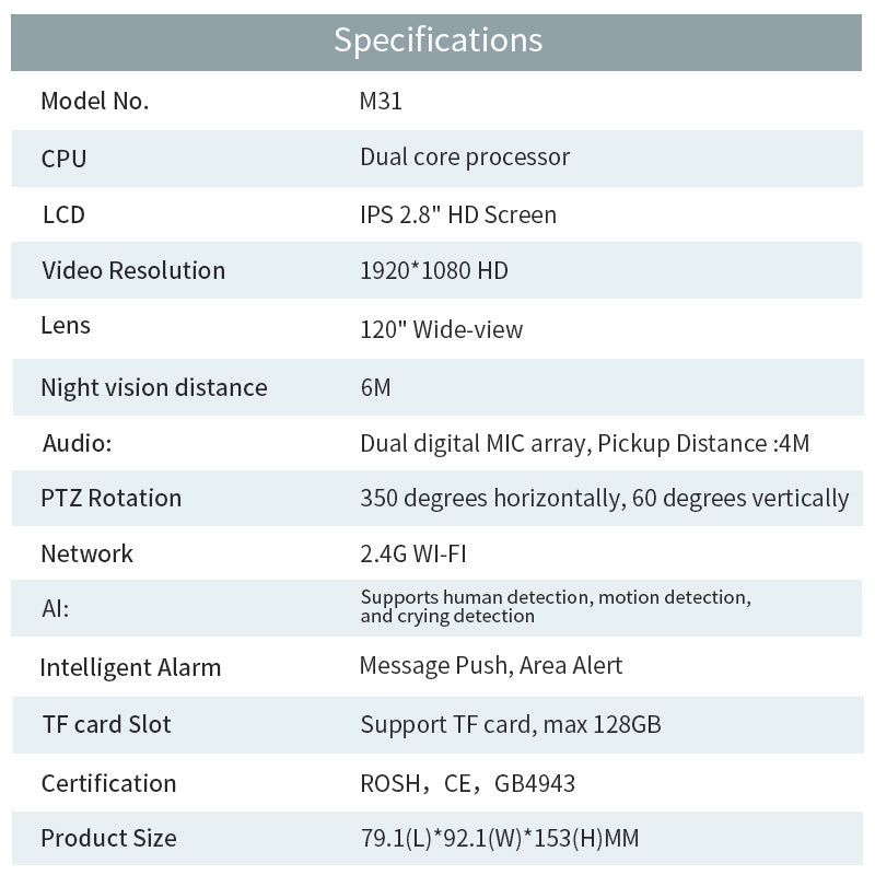 2.4G WIFI Video Call Baby Monitor Camera
