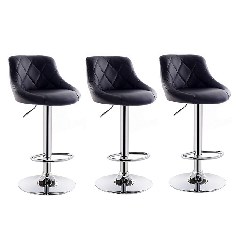 3 PCS Adjustable Swivel Bar Stools - Faux Leather Kitchen Bar Seating