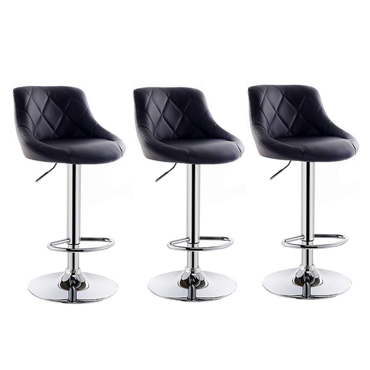 3 PCS Adjustable Swivel Bar Stools - Faux Leather Kitchen Bar Seating