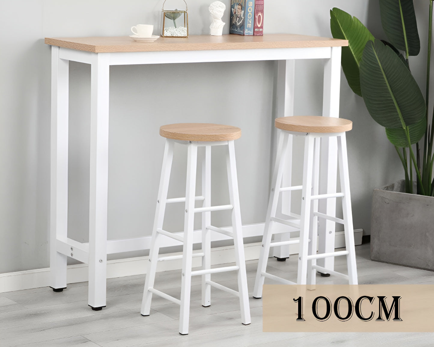Modern Bar Table with 2 Stools - Space-Saving Counter Height Set for Home or Apartment