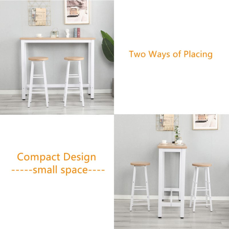 Modern Bar Table with 2 Stools – Space-Saving Counter Height Set for Home or Apartment