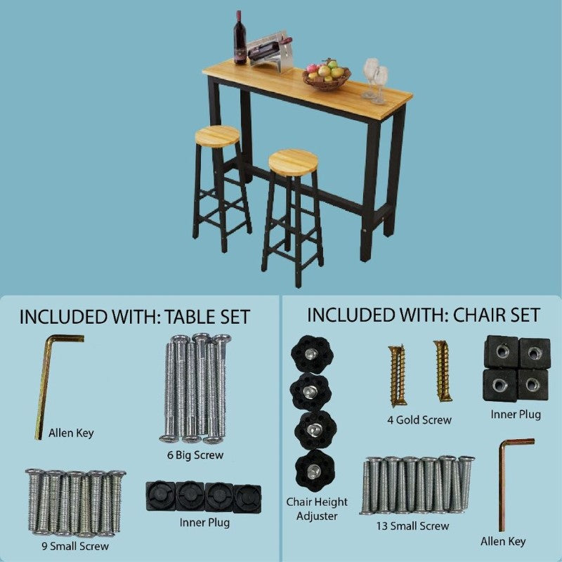 3-Piece Bar Table and Stools Set – Compact High Table with 2 Chairs for Kitchen or Dining