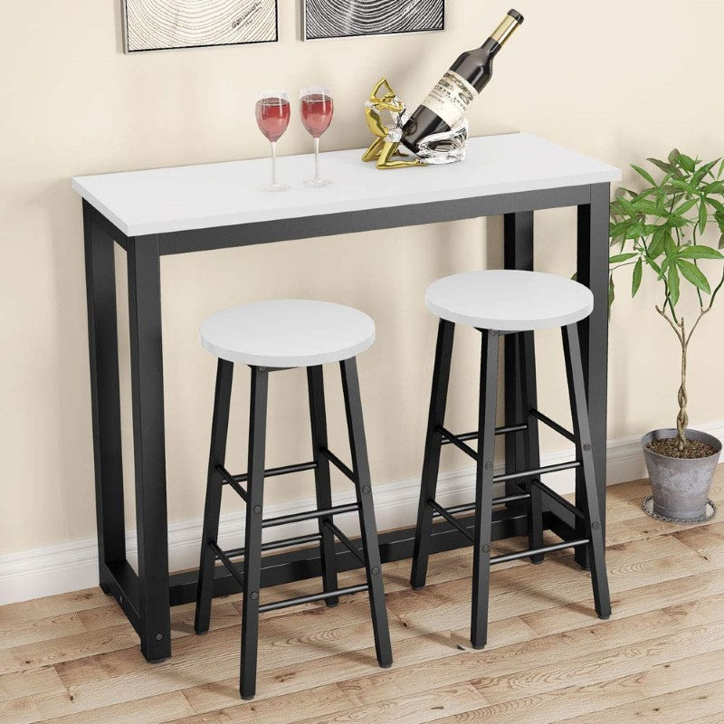 Modern Bar Table with 2 Stools – Space-Saving Counter Height Set for Home or Apartment