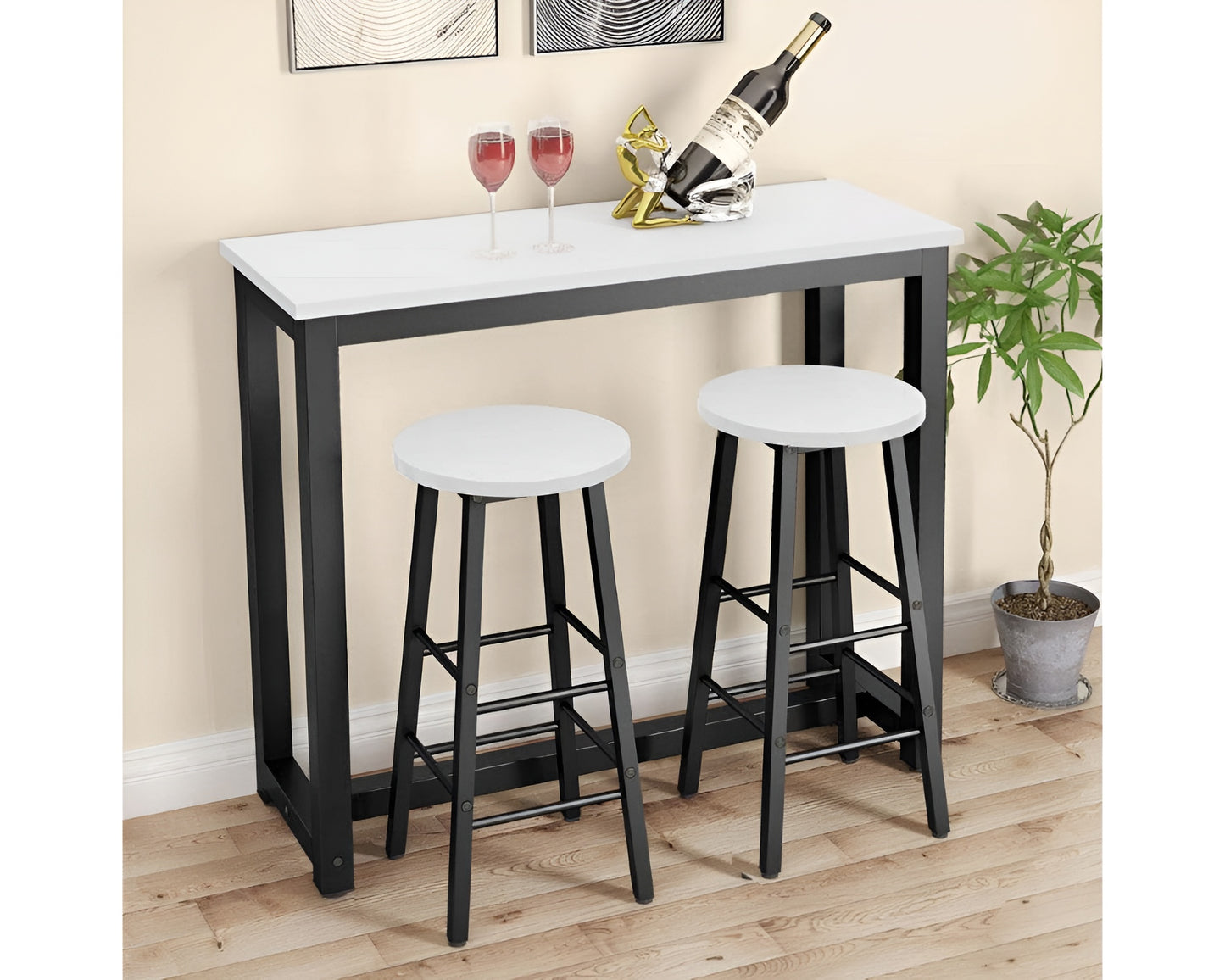 Modern Bar Table with 2 Stools